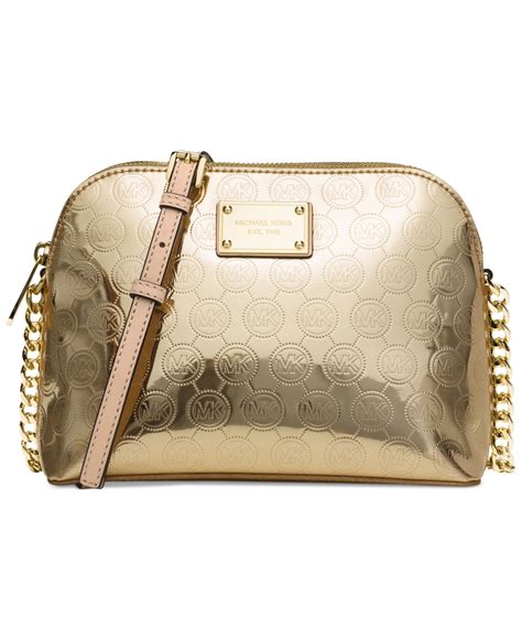 michael kors cindy dome crossbody gold|Michael Kors large saffiano crossbody.